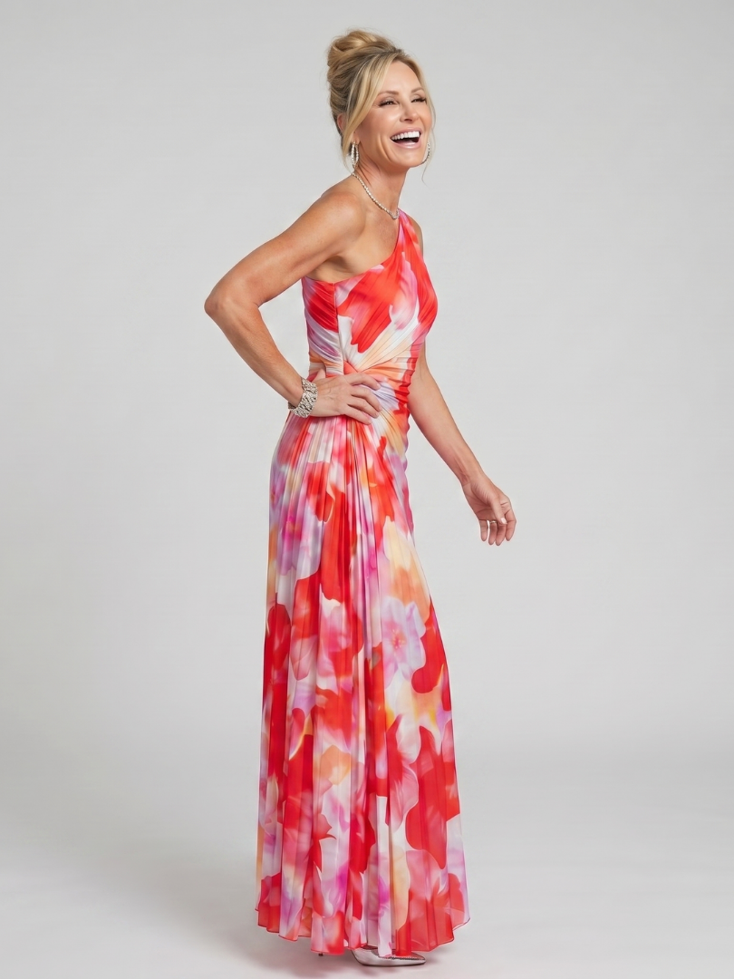 Quiterie — Robe longue asymétrique en plissé