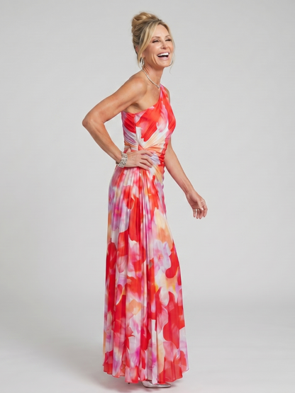 Quiterie — Robe longue asymétrique en plissé