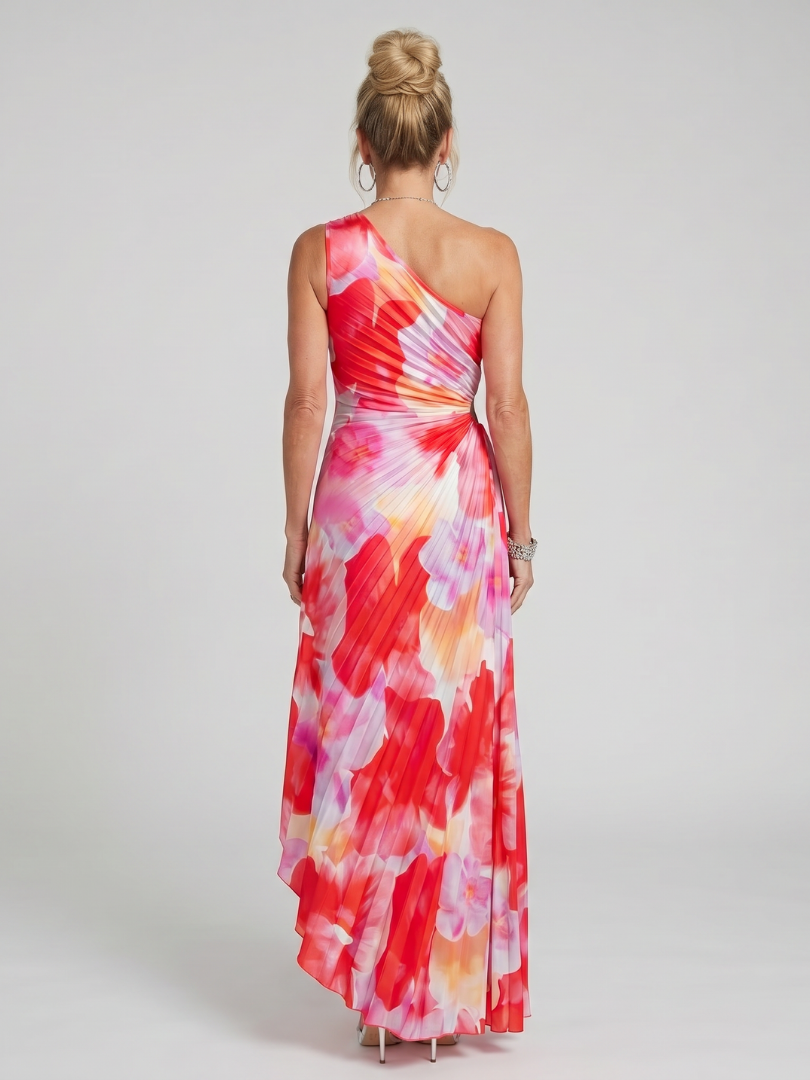 Quiterie — Robe longue asymétrique en plissé