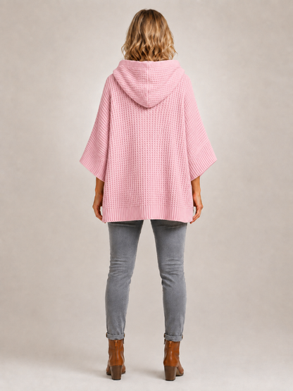 Capucine | Sweter oversize z kapturem z dzianiny waflowej