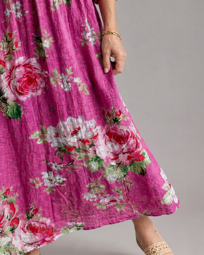 Cécile — Robe longue à roses vintage