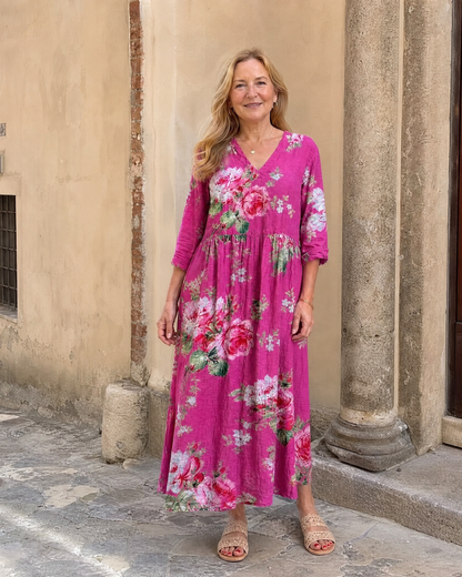 Cécile — Robe longue à roses vintage