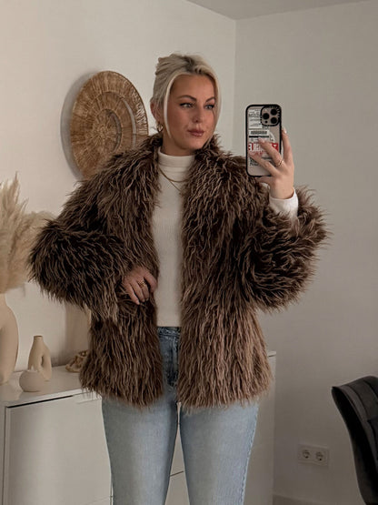 Sophie – kurtka ze sztucznego futra, kolor brązowy