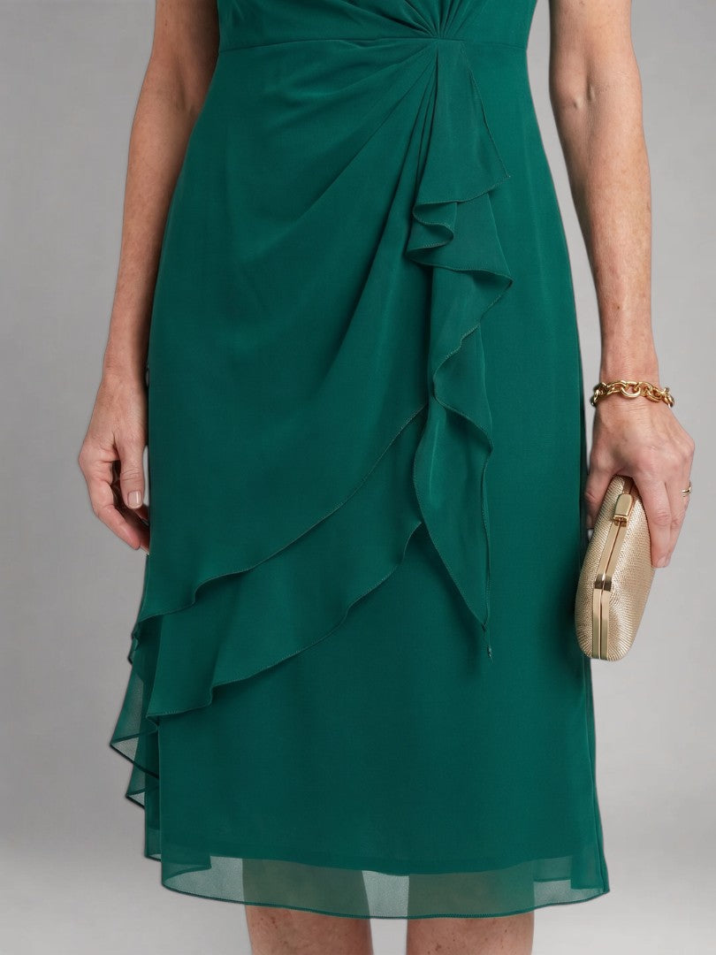 Philippa — Robe midi à volants et taille torsadée