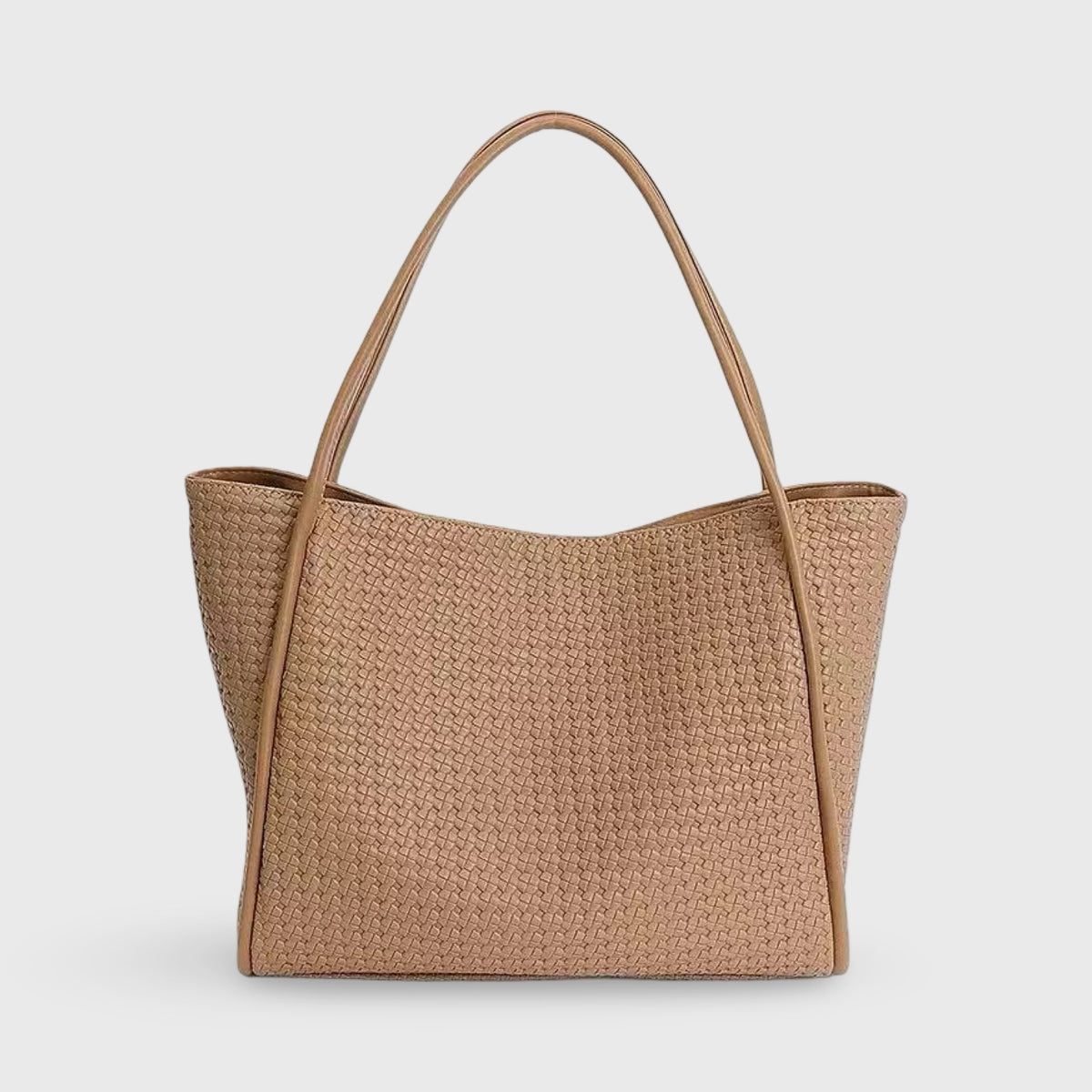 Grand cabas tressé Salomé camel vu de face