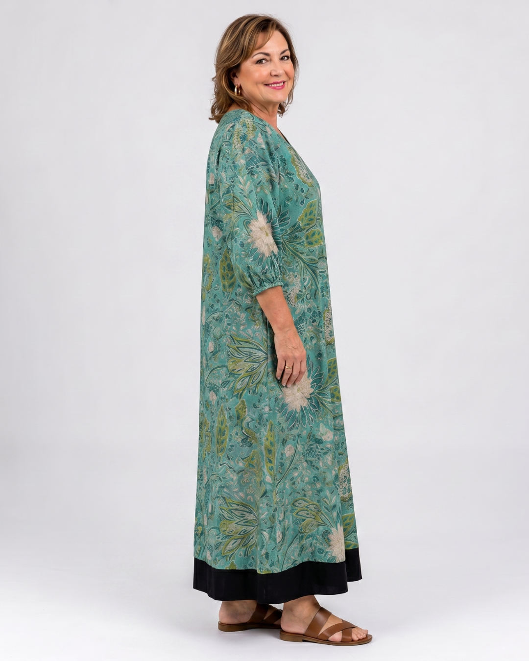 Ernestine — Robe longue à rinceaux botaniques
