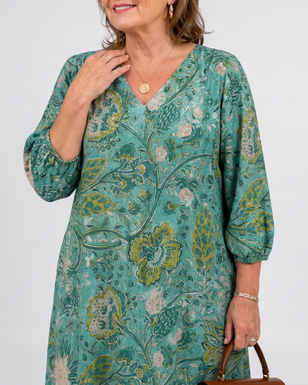 Ernestine — Robe longue à rinceaux botaniques