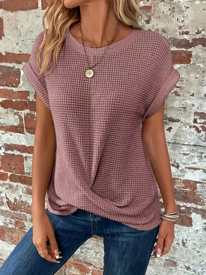 Urielle | T-shirt à texture gaufrée — Vieux rose