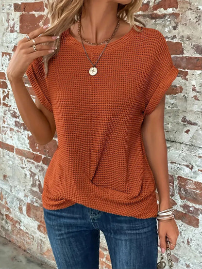 Urielle | T-shirt à texture gaufrée — Terracotta