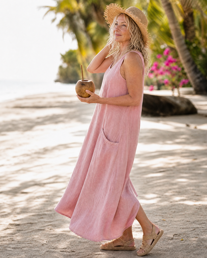 Marilou — Robe longue sans manches à poches