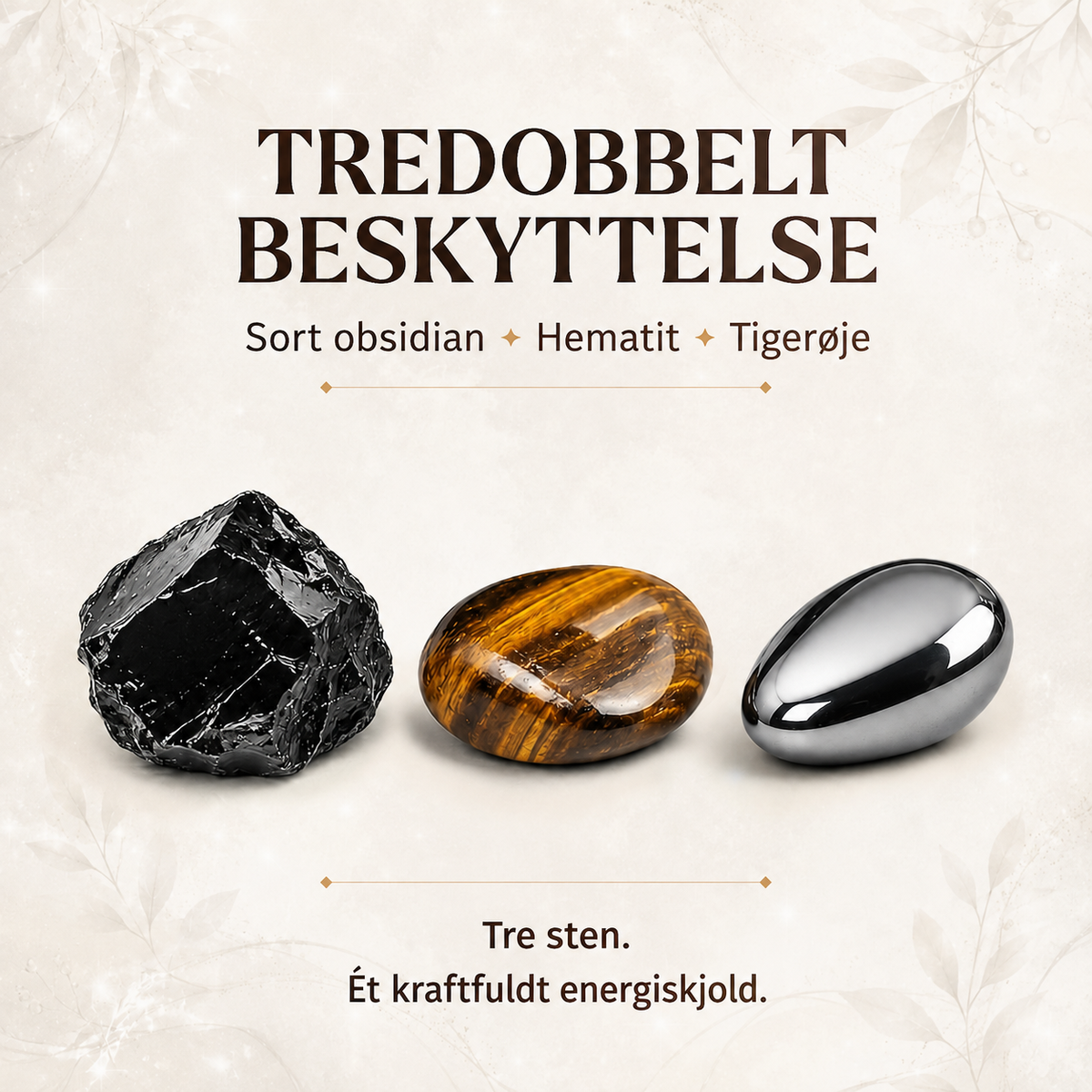 Triple protection avec obsidienne noire, hématite et œil-de-tigre