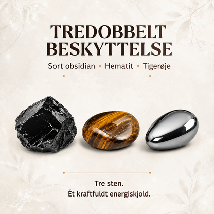 Triple protection avec obsidienne noire, hématite et œil-de-tigre