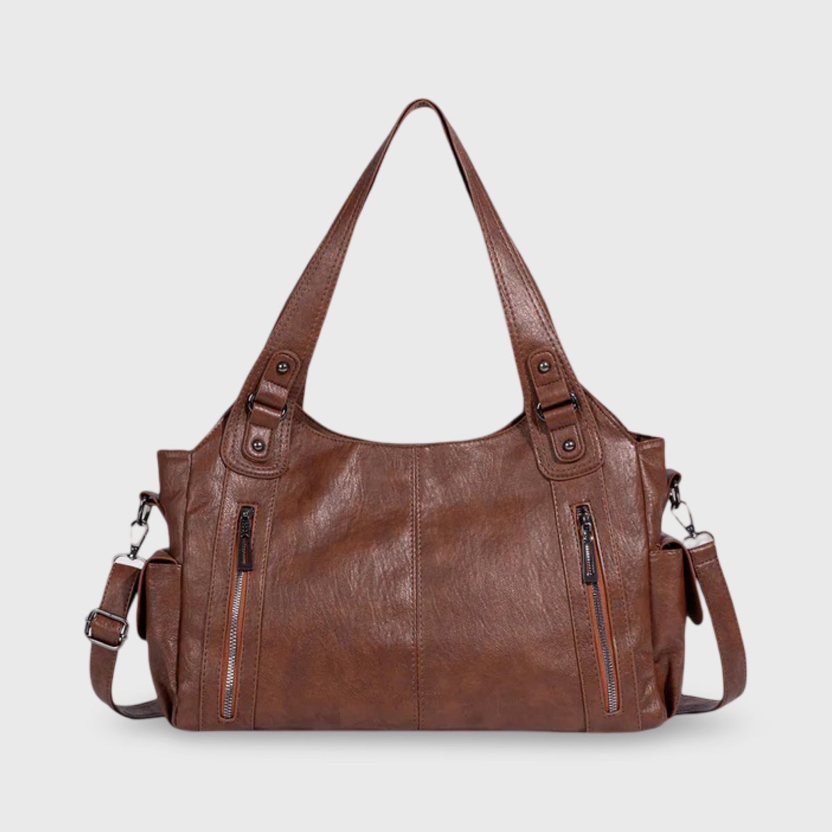 Sac porté épaule Valentine cognac vu de face