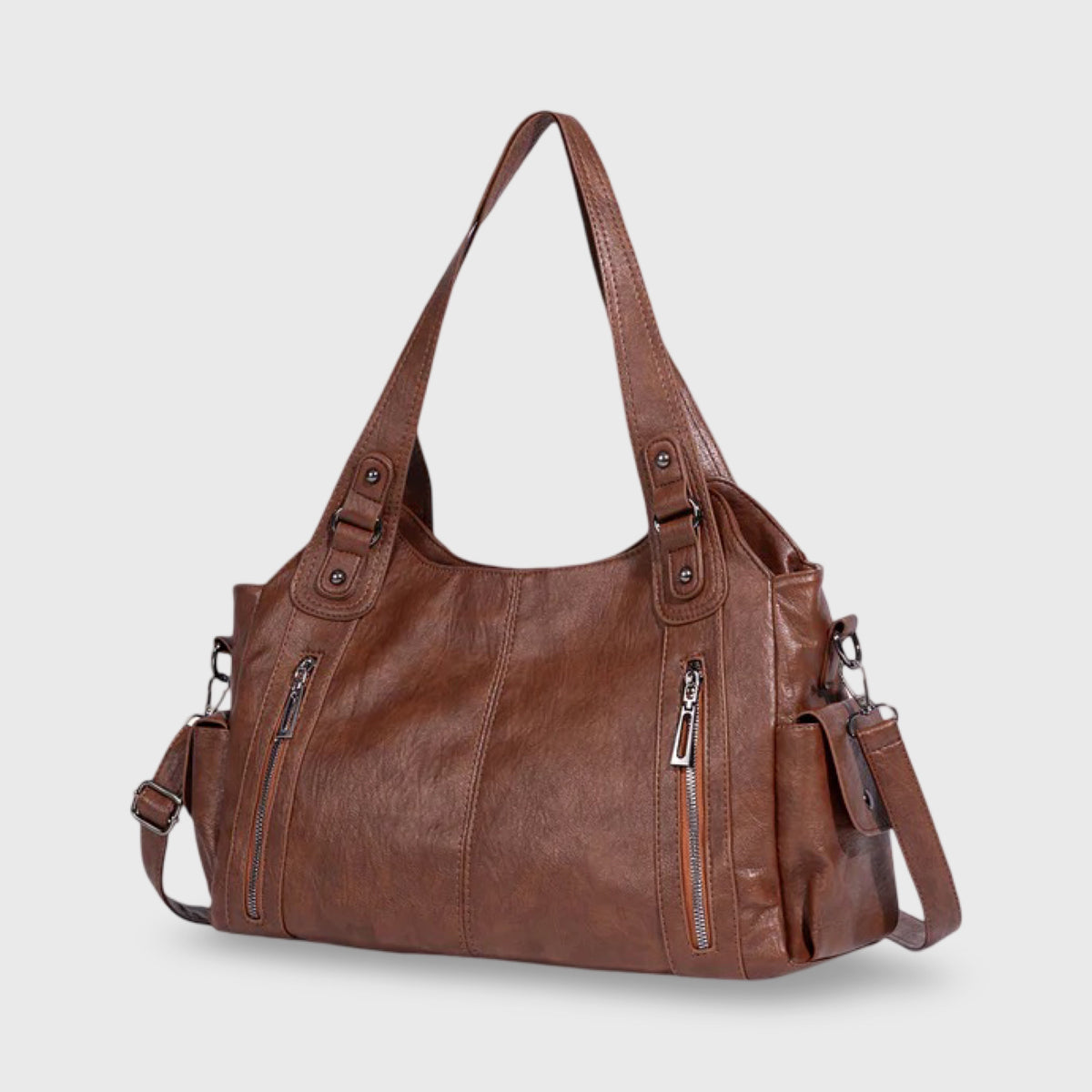 Sac porté épaule Valentine cognac vu de côté