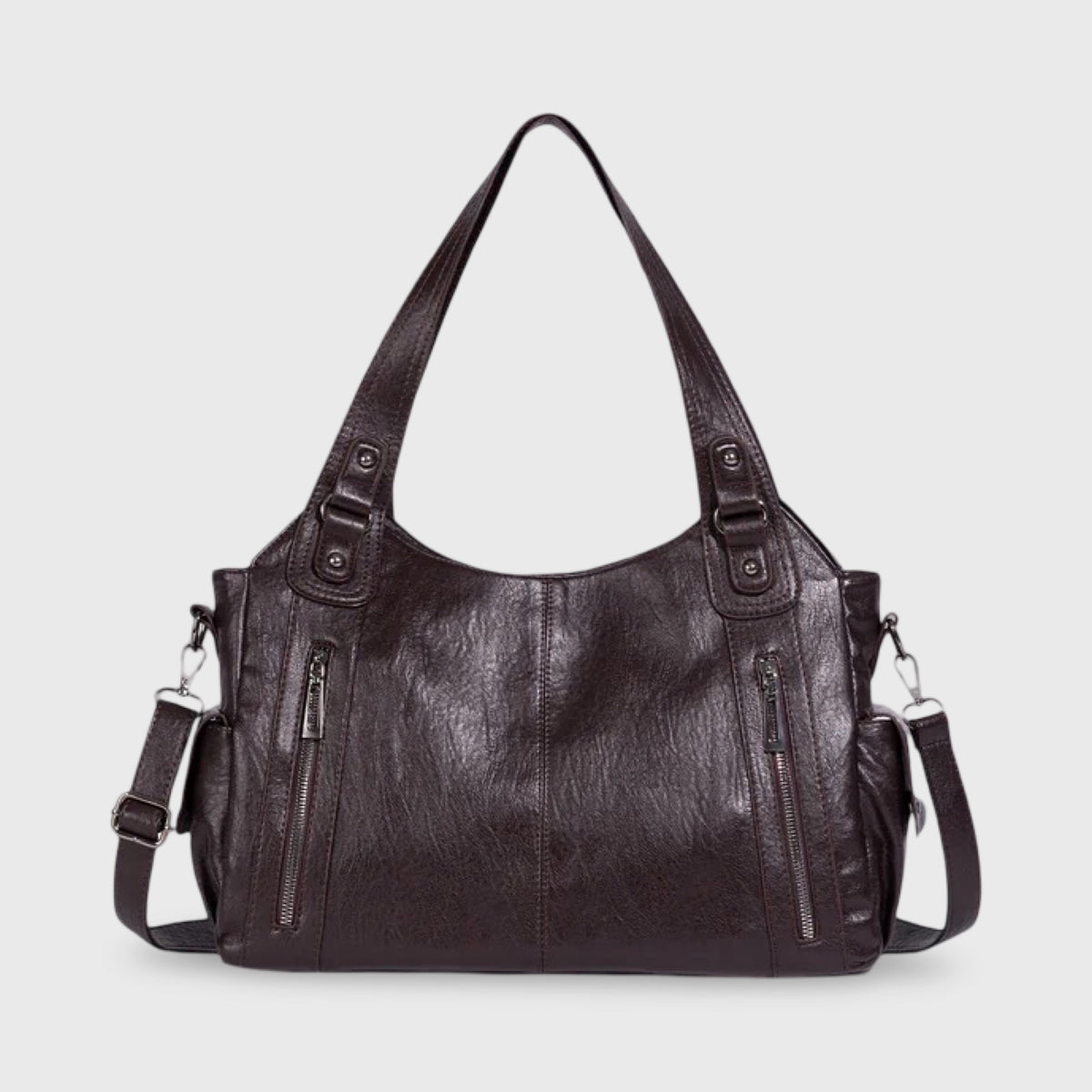 Sac porté épaule Valentine brun foncé vu de face