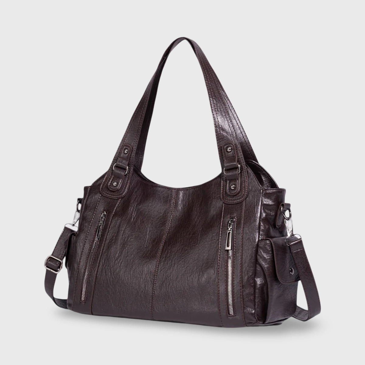 Sac porté épaule Valentine brun foncé vu de côté