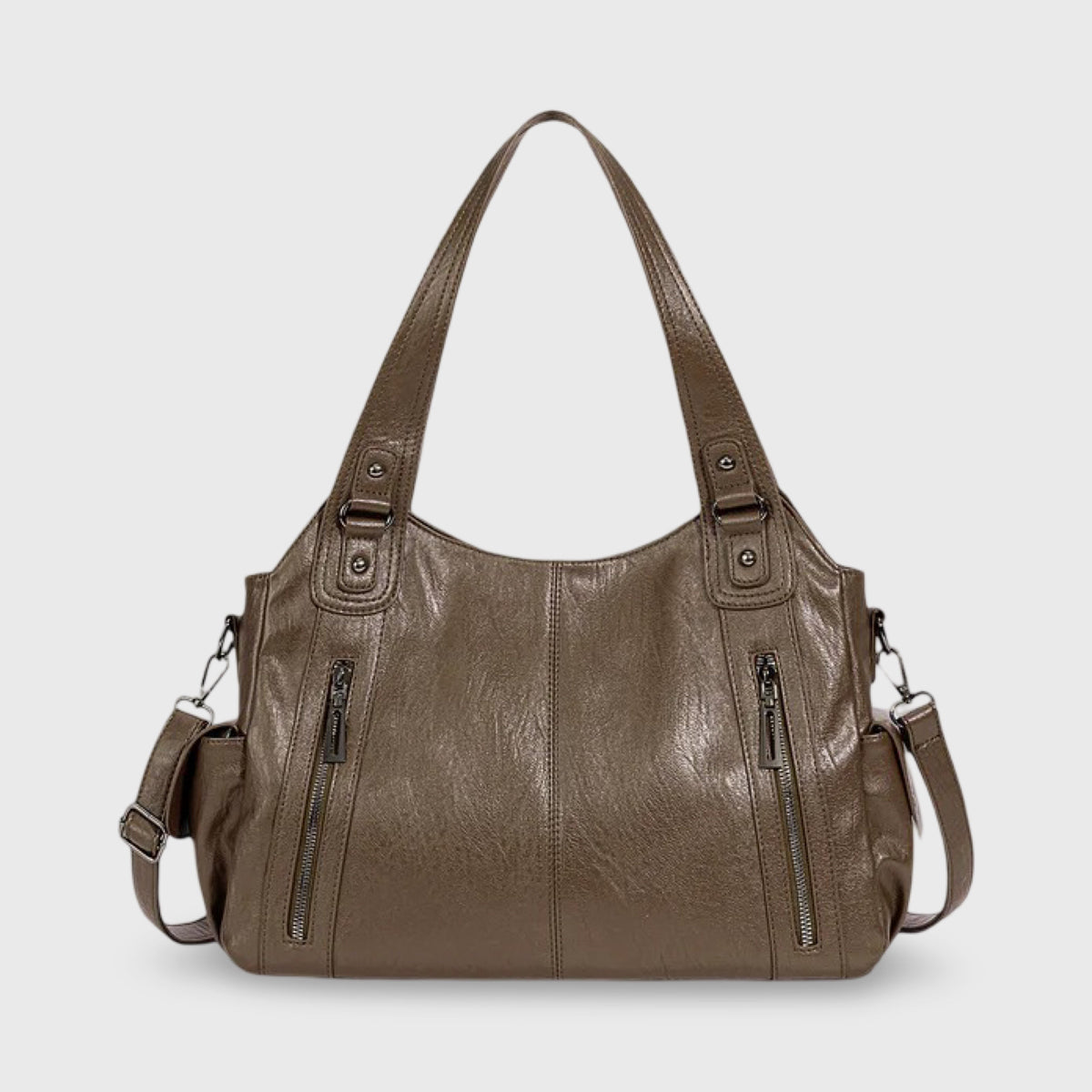 Sac porté épaule Valentine taupe vu de face