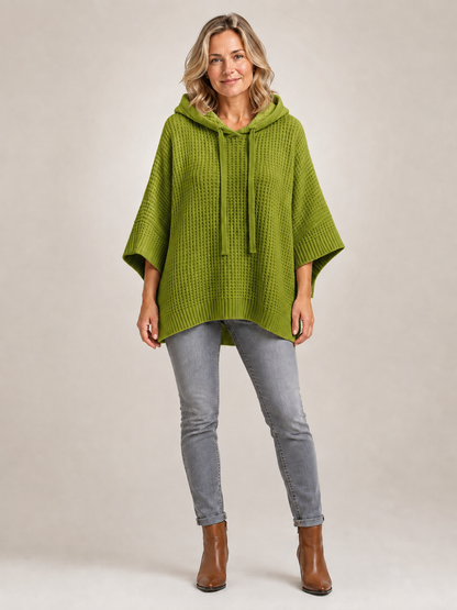 Capucine | Sweter oversize z kapturem z dzianiny waflowej