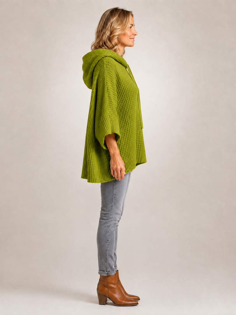 Capucine | Sweter oversize z kapturem z dzianiny waflowej