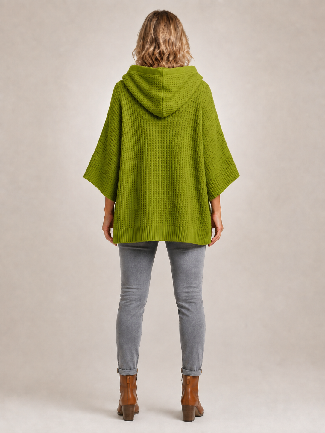 Capucine | Sweter oversize z kapturem z dzianiny waflowej