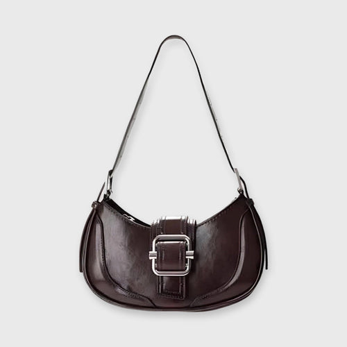 Sac bandoulière Ceinture Vintage brun foncé vu de face