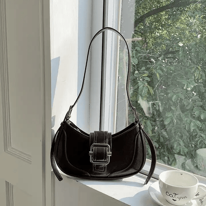 Sac bandoulière Ceinture Vintage brun foncé vu de côté