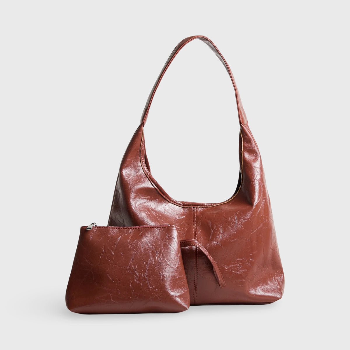 Cabas Vintage brun rouge vu de côté