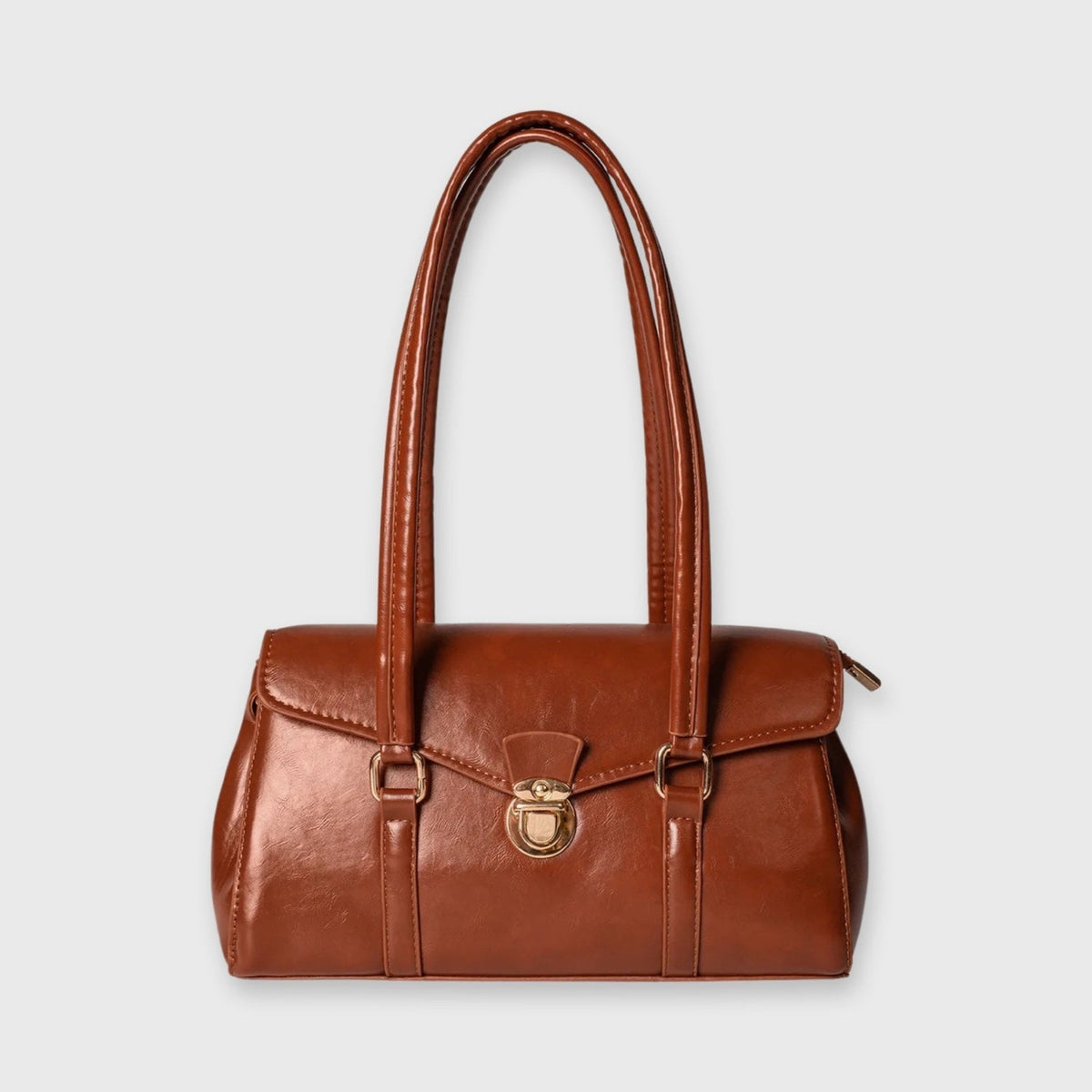 Sac porté épaule Travail Vintage cognac vu de face