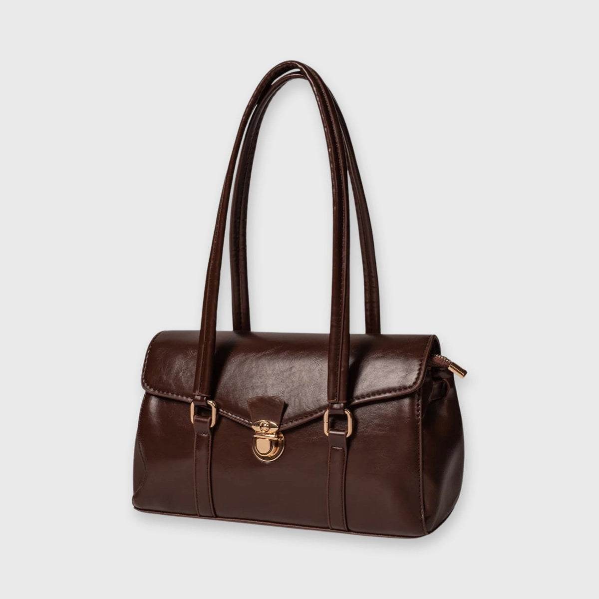 Sac porté épaule Travail Vintage brun foncé vu de côté