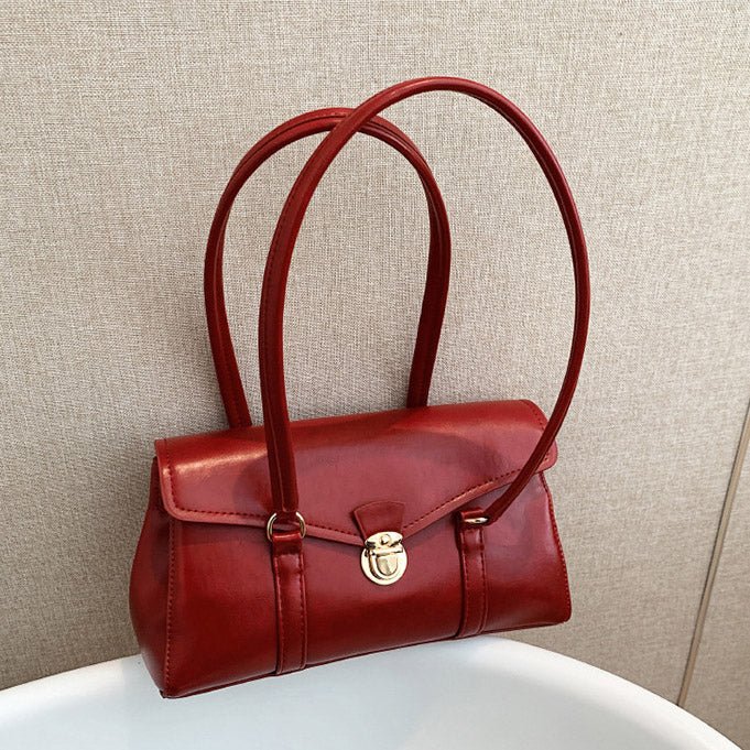 Sac porté épaule Travail Vintage rouge vu de trois quarts