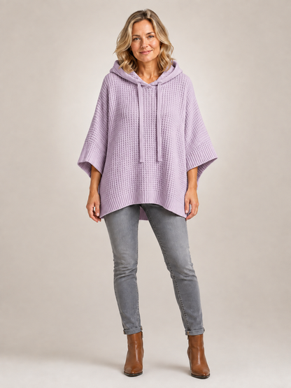 Capucine | Sweter oversize z kapturem z dzianiny waflowej