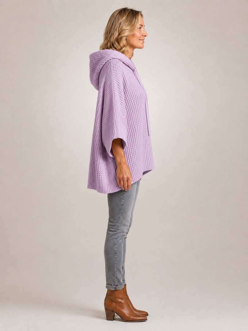 Capucine | Sweter oversize z kapturem z dzianiny waflowej