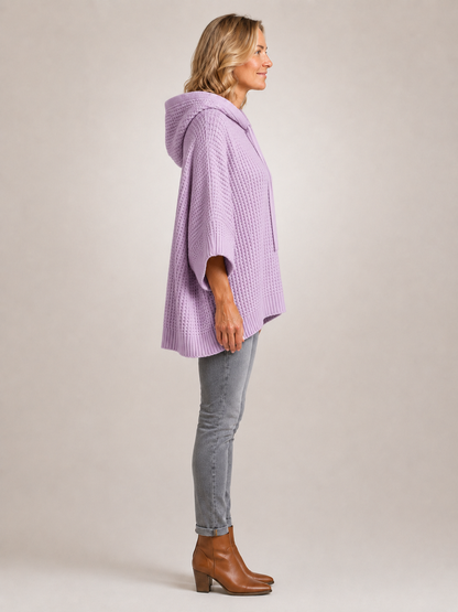 Capucine | Sweter oversize z kapturem z dzianiny waflowej