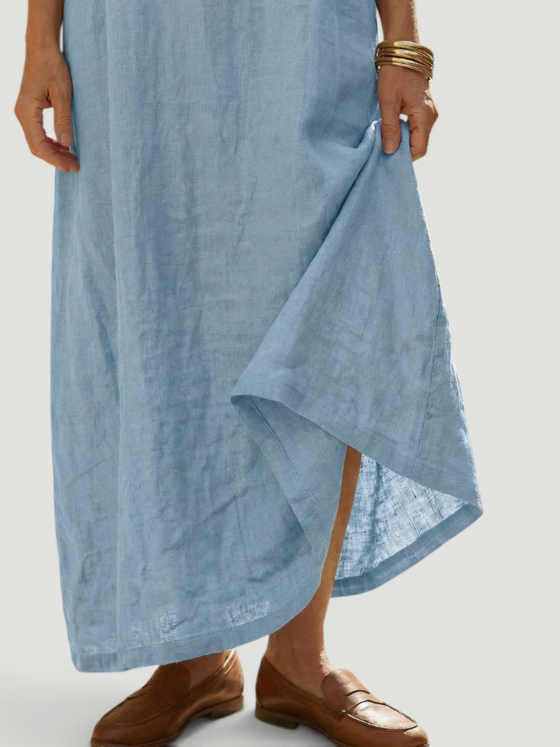 Soline — Robe longue droite à encolure ronde