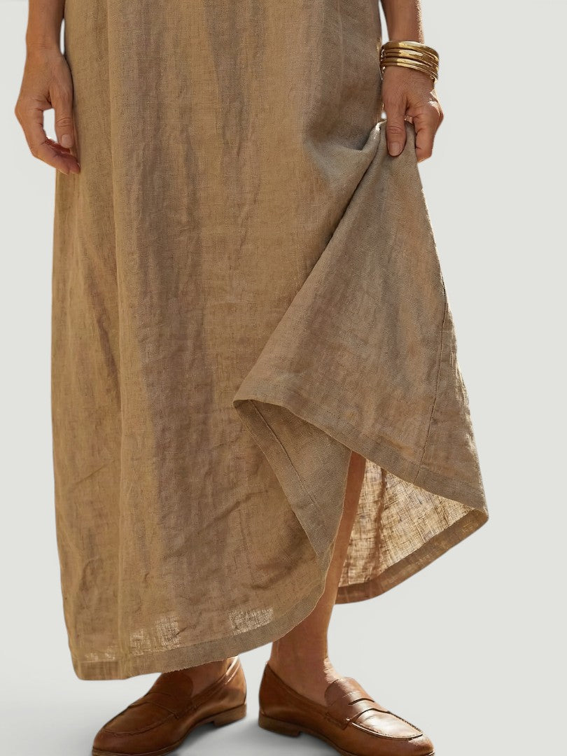 Soline — Robe longue droite à encolure ronde