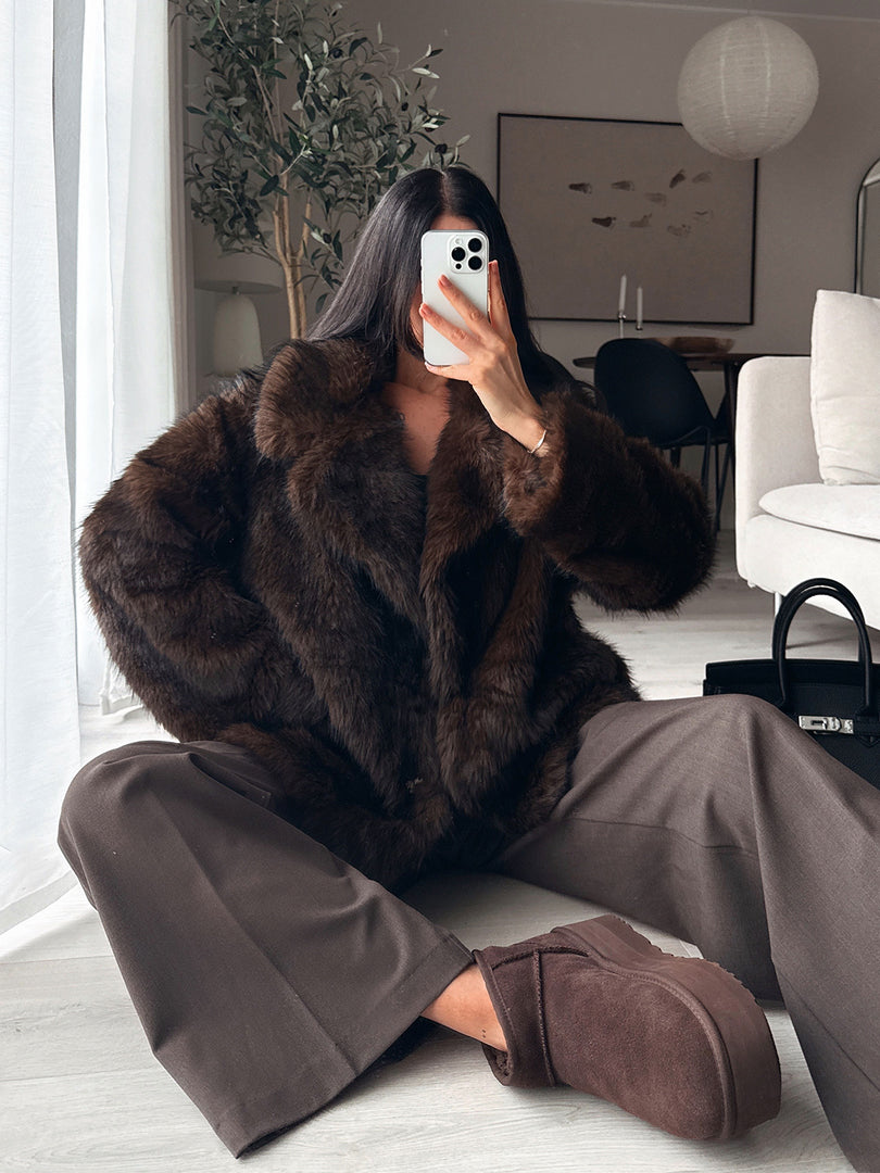 Wendy – kurtka ze sztucznego futra, kolor brązowy