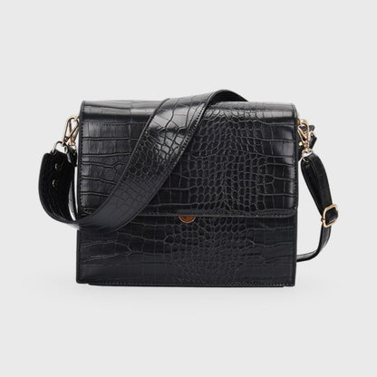 Sac bandoulière Croco Bureau noir vu de côté