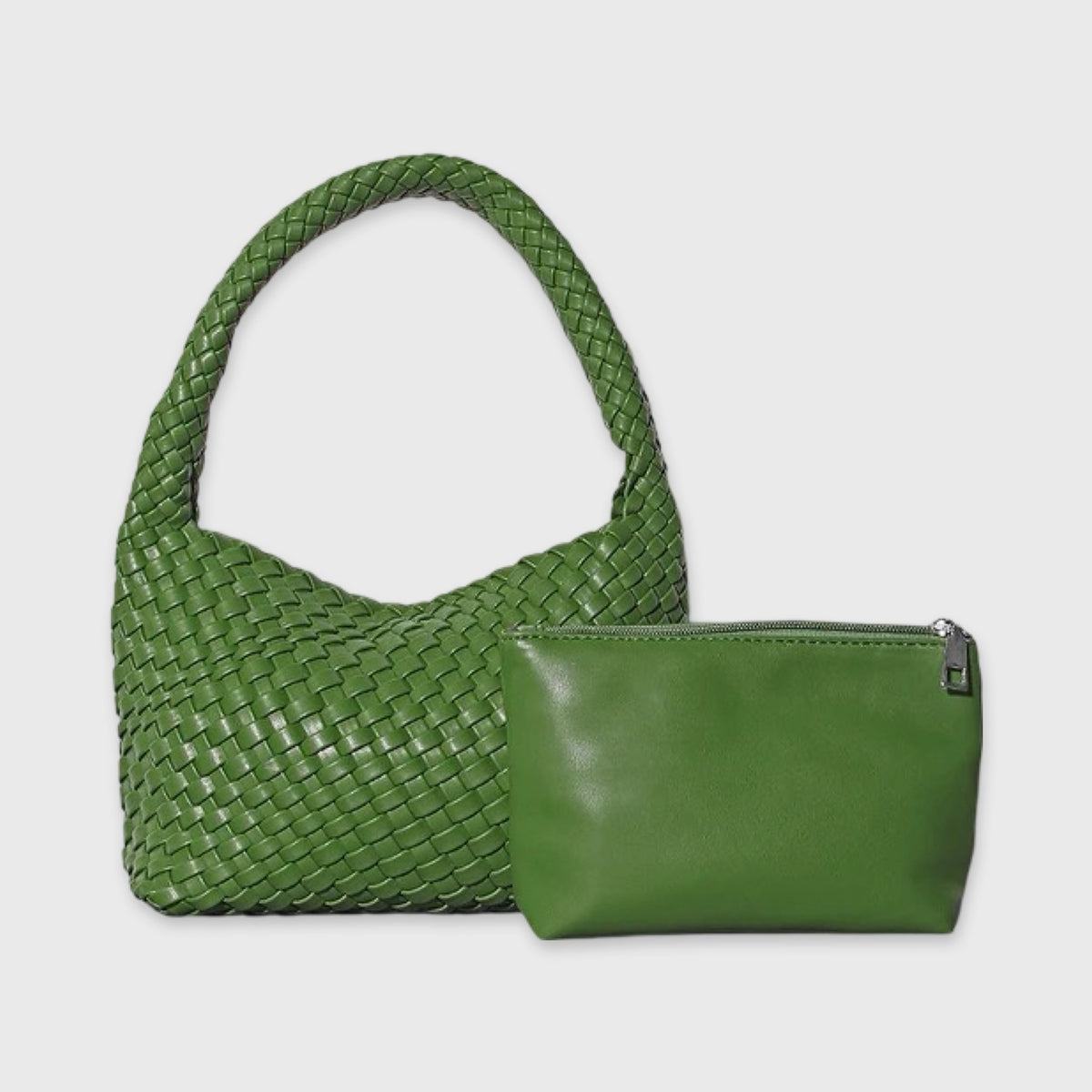 Sac porté épaule Tressé vert vu de face