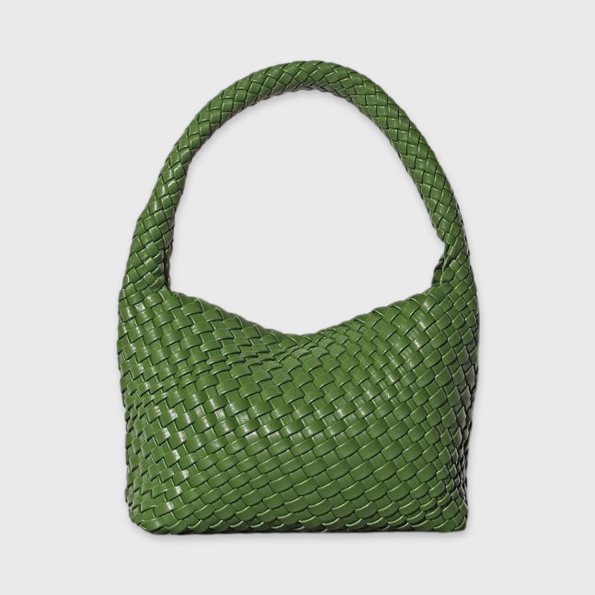 Sac porté épaule Tressé vert vu de côté