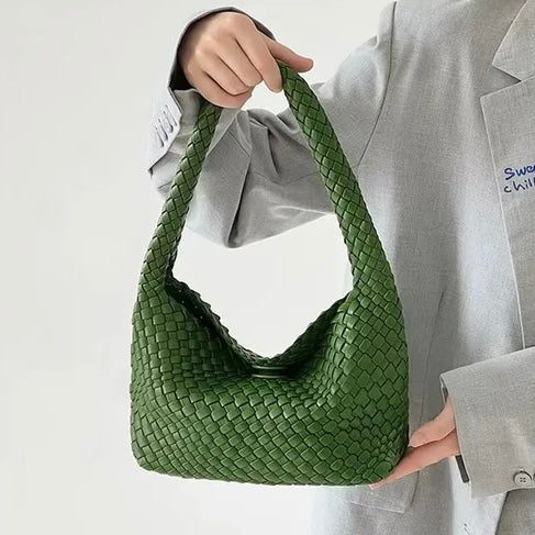 Sac porté épaule Tressé vert, photo détail