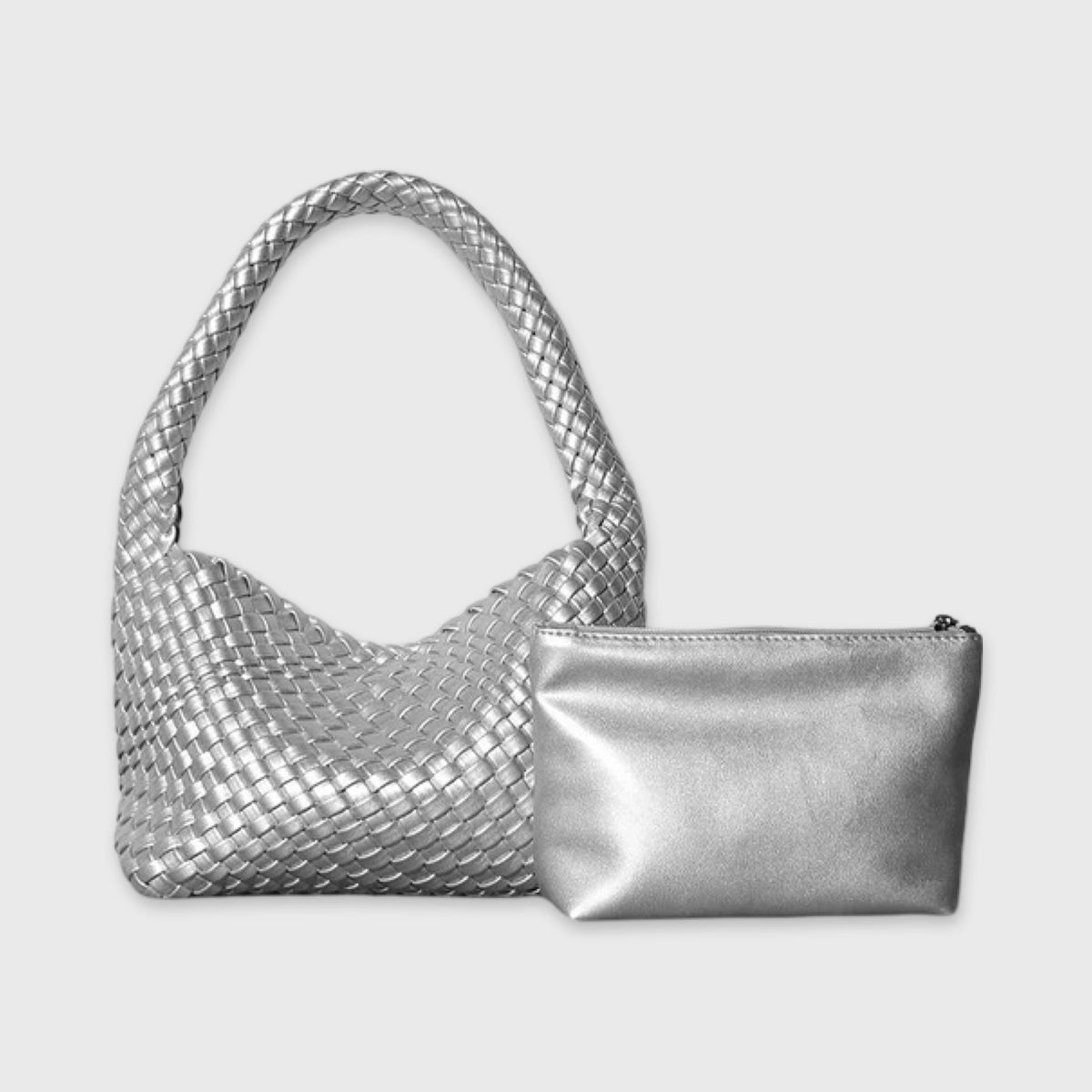 Sac porté épaule Tressé argent vu de face