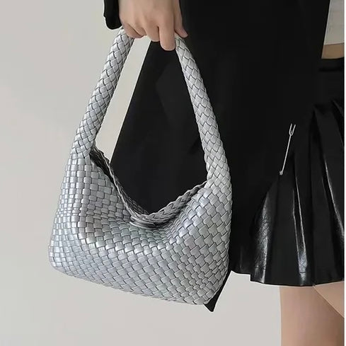 Sac porté épaule Tressé argent, photo détail