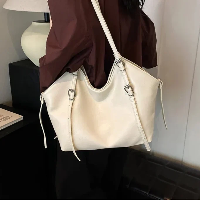 Sac cabas Yara crème vu de côté