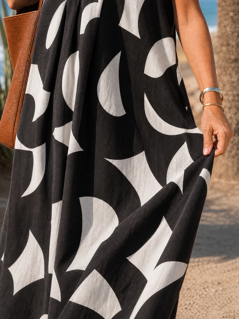 Ondine — Robe longue à imprimé graphique