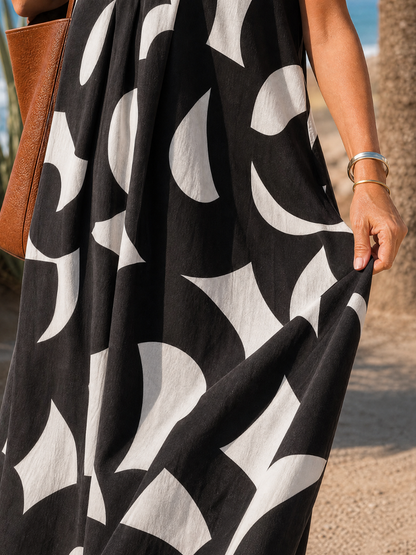 Ondine — Robe longue à imprimé graphique